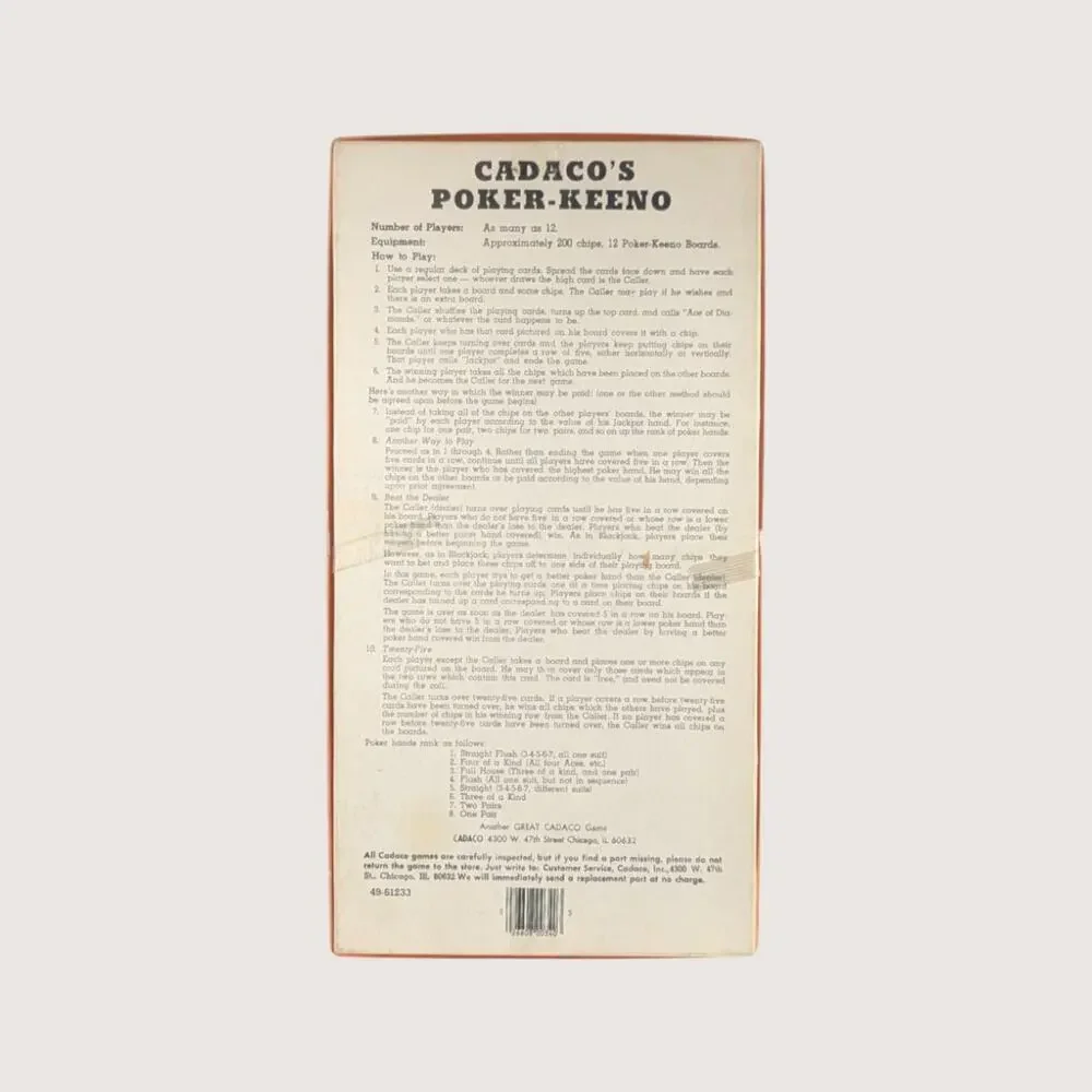 1970s Cadaco Poker Keeno Game
